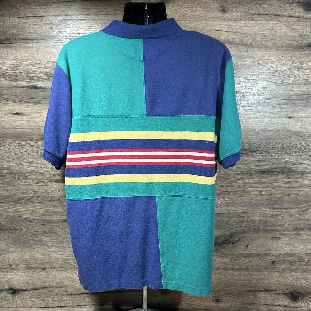 VTG Chaps Ralph Lauren Polo Mens M‎ Colorblock Retro 80s Beach Preppy Colorful